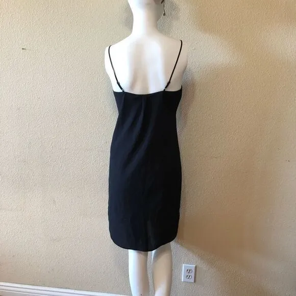 Vince 100% Silk V Neck Black Cami Dress Sz Small