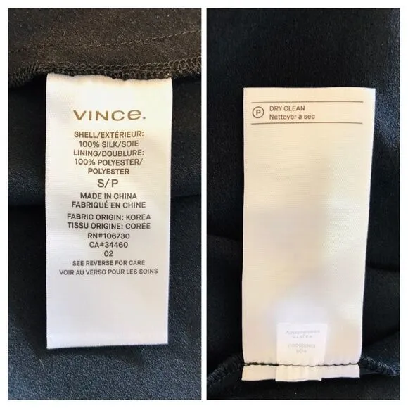 Vince 100% Silk V Neck Black Cami Dress Sz Small