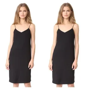 Vince 100% Silk V Neck Black Cami Dress Sz Small