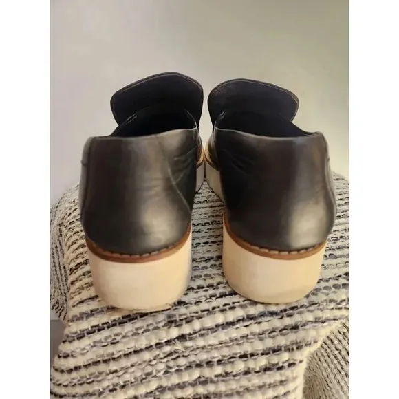 Vince Zeta Platform Leather Loafers Black Womens Size 8.