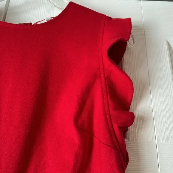 Vineyard Vines red ruffle flutter sleeve a-line sheath dress sz 8