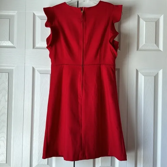 Vineyard Vines red ruffle flutter sleeve a-line sheath dress sz 8