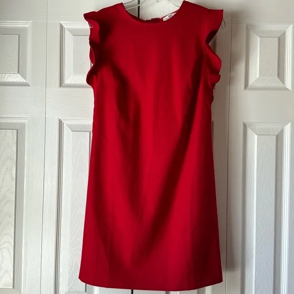 Vineyard Vines red ruffle flutter sleeve a-line sheath dress sz 8