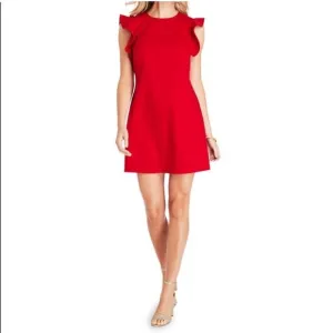 Vineyard Vines red ruffle flutter sleeve a-line sheath dress sz 8