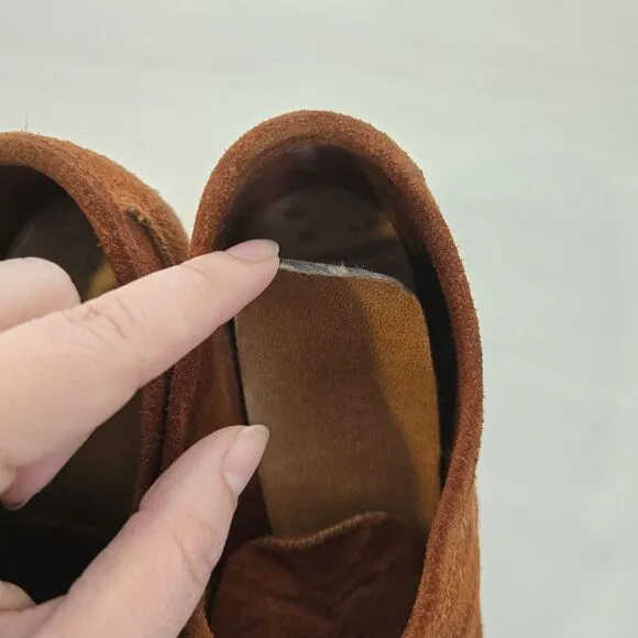 Vintage 60s 70s Platform Chunky Loafers Hippie Boho Brown Rust Suede Leather US8