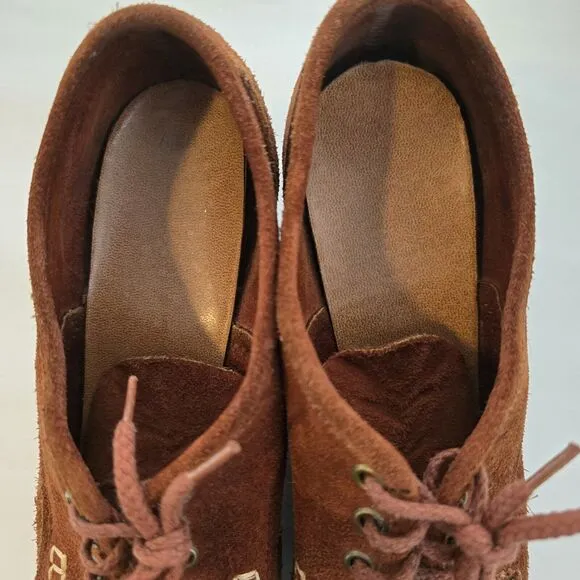 Vintage 60s 70s Platform Chunky Loafers Hippie Boho Brown Rust Suede Leather US8