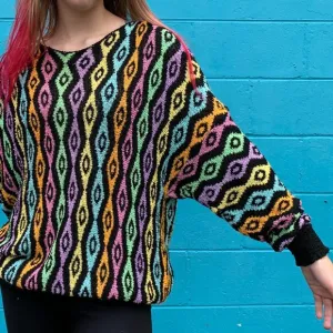 Vintage 80's French Rags Hand-Loomed Batwing Boyfriend Sweater