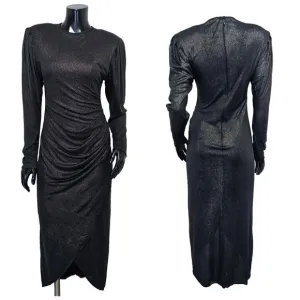 Vintage 80s Jeanette Kastenberg St. Martin Black Studded Draped Evening Dress