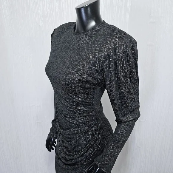 Vintage 80s Jeanette Kastenberg St. Martin Black Studded Draped Evening Dress