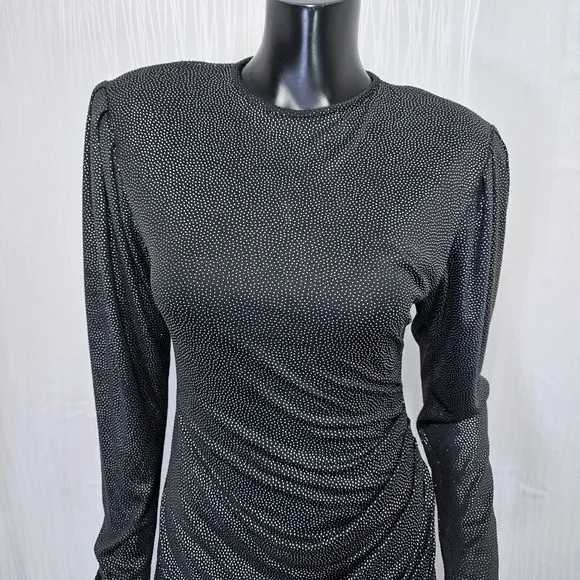 Vintage 80s Jeanette Kastenberg St. Martin Black Studded Draped Evening Dress