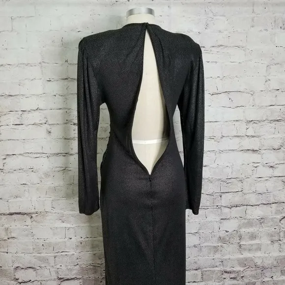 Vintage 80s Jeanette Kastenberg St. Martin Black Studded Draped Evening Dress