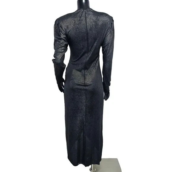Vintage 80s Jeanette Kastenberg St. Martin Black Studded Draped Evening Dress