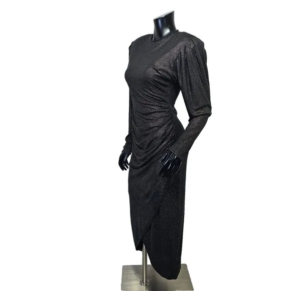 Vintage 80s Jeanette Kastenberg St. Martin Black Studded Draped Evening Dress