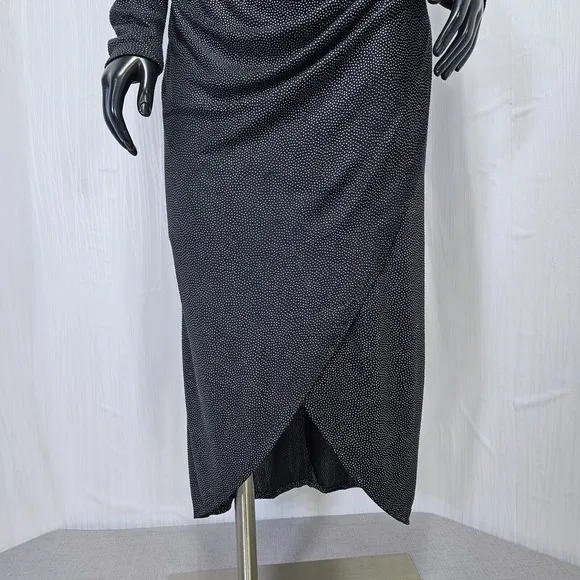 Vintage 80s Jeanette Kastenberg St. Martin Black Studded Draped Evening Dress