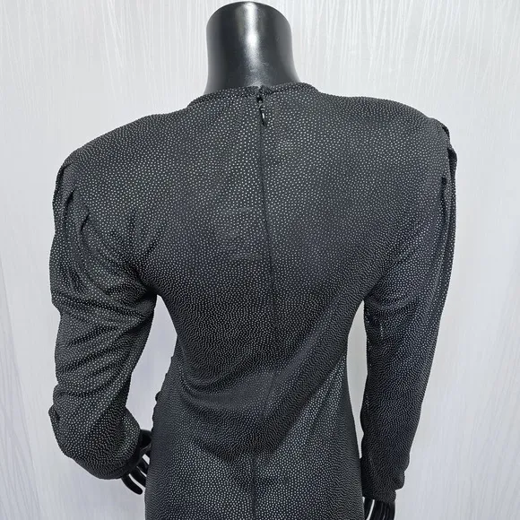 Vintage 80s Jeanette Kastenberg St. Martin Black Studded Draped Evening Dress