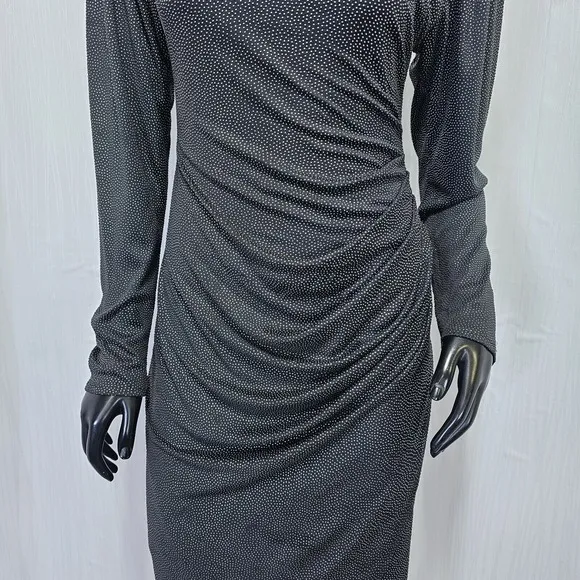 Vintage 80s Jeanette Kastenberg St. Martin Black Studded Draped Evening Dress