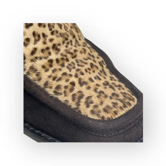 Vintage 90’s: Anne Klein II 𖦹 Calf Hair Heeled Loafers 𖦹 Leopard Print Suede