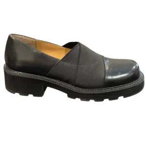 Vintage 90s BareTraps Chunky Platform Black Leather Loafers Shoes Womens size 6