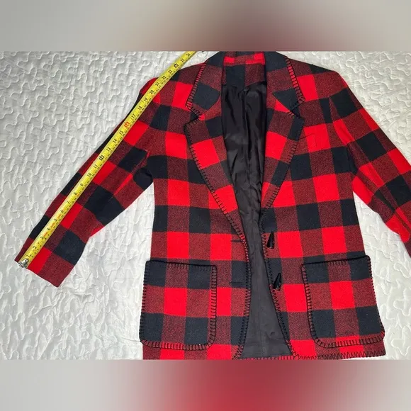 Vintage 90s Buffalo Plaid Wool Blend Skirt Suit Matching Set Ninety Made in USA