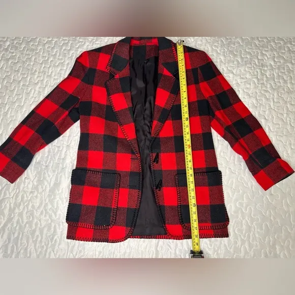 Vintage 90s Buffalo Plaid Wool Blend Skirt Suit Matching Set Ninety Made in USA