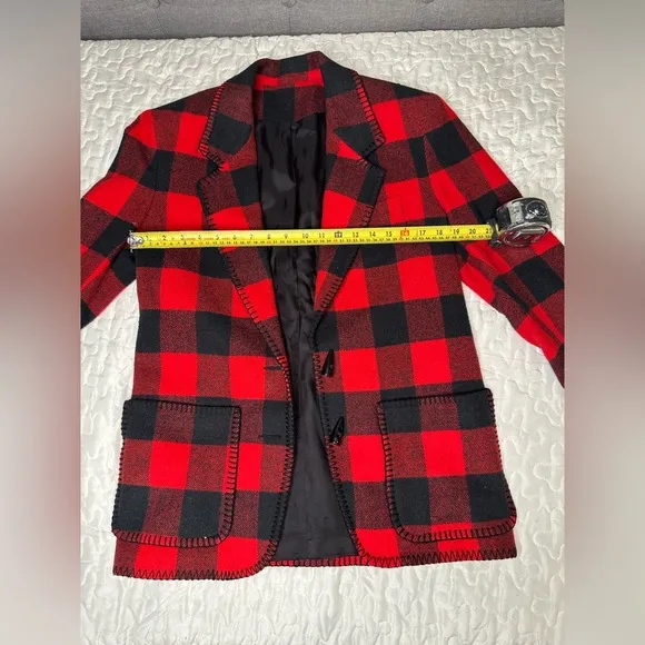 Vintage 90s Buffalo Plaid Wool Blend Skirt Suit Matching Set Ninety Made in USA