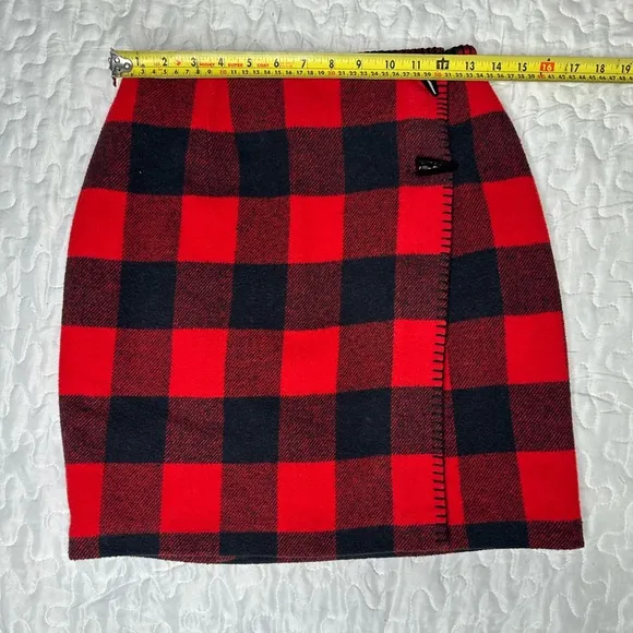Vintage 90s Buffalo Plaid Wool Blend Skirt Suit Matching Set Ninety Made in USA