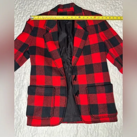 Vintage 90s Buffalo Plaid Wool Blend Skirt Suit Matching Set Ninety Made in USA