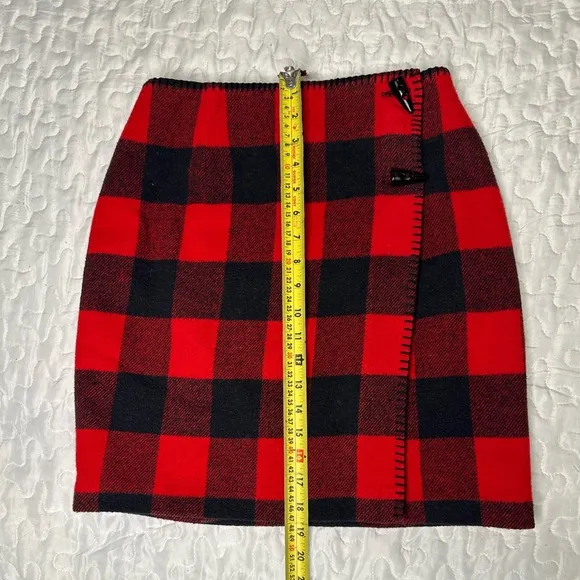Vintage 90s Buffalo Plaid Wool Blend Skirt Suit Matching Set Ninety Made in USA