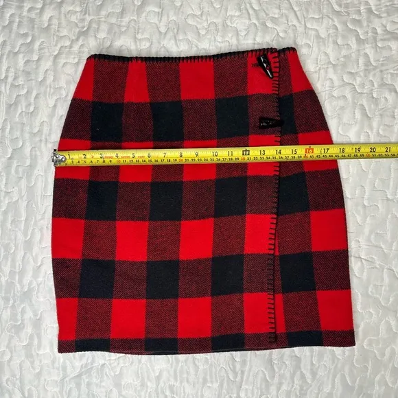 Vintage 90s Buffalo Plaid Wool Blend Skirt Suit Matching Set Ninety Made in USA