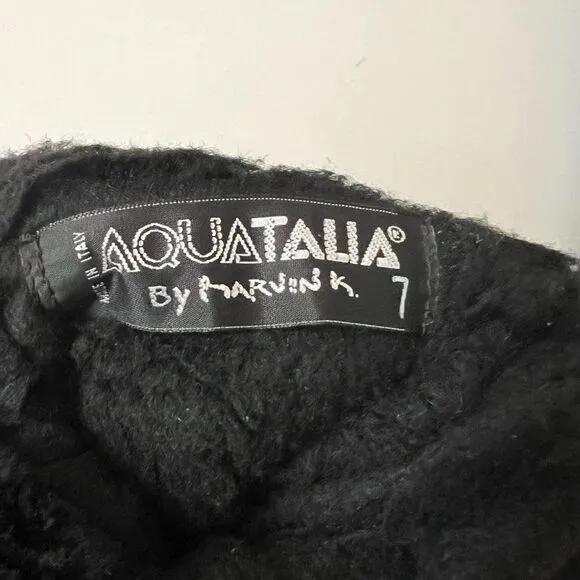 Vintage Aquatalia Made in Italy Black Suede Over The Knee Boots Square Toe Sz 7