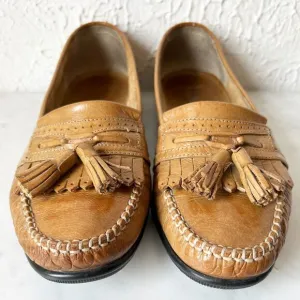 Vintage Bally Applause Tan Leather Kiltie Tassel Moc Toe Loafer Mens 7.5 Italy