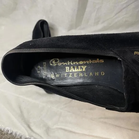 Vintage Bally Black Suede Loafers Men's –Made in Switzerland