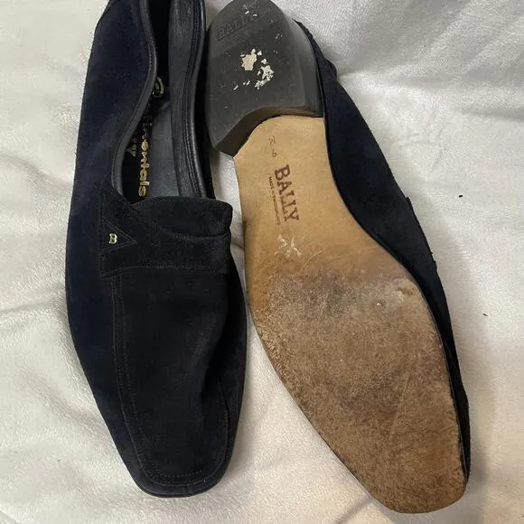 Vintage Bally Black Suede Loafers Men's –Made in Switzerland