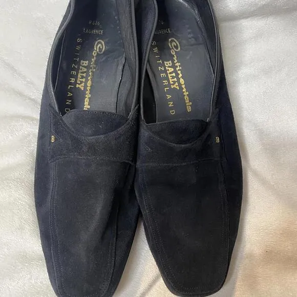 Vintage Bally Black Suede Loafers Men's –Made in Switzerland