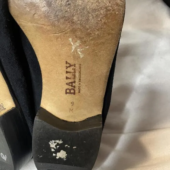 Vintage Bally Black Suede Loafers Men's –Made in Switzerland