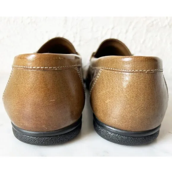 Vintage Bally Nile Taupe Leather Tassel Moc Toe Loafer Mens 7.5M Italy