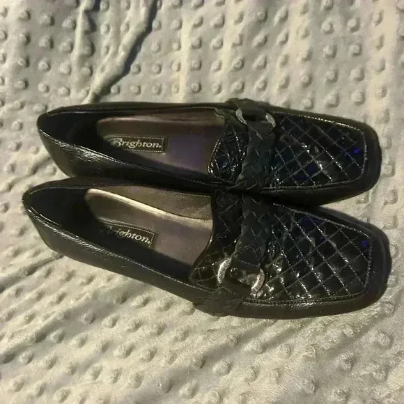 Vintage Brighton Black Kane Loafers Slip Pn Dress Shoes, Size 9‎