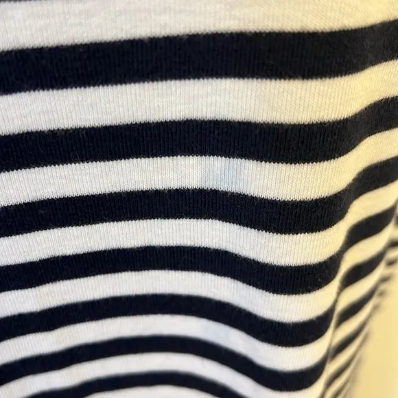 Vintage Calvin Klein Cotton Horizontal Striped Navy and White Dress, Sz. XL.