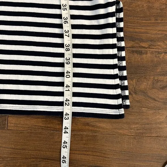 Vintage Calvin Klein Cotton Horizontal Striped Navy and White Dress, Sz. XL.