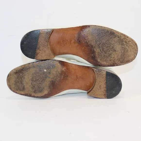 Vintage Chanel Men’s Loafers – White Leather w/ Gold Hardware, Size 9.5
