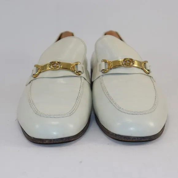 Vintage Chanel Men’s Loafers – White Leather w/ Gold Hardware, Size 9.5