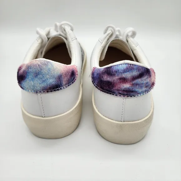 VINTAGE HAVANA White Frosty Glitter Calf‎ Hair-Trim Sneakers Size 7.5
