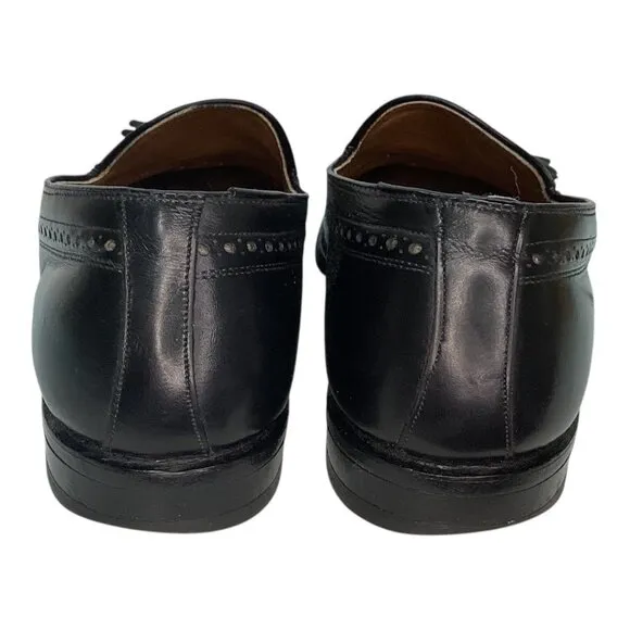 Vintage Johnston‎ &amp; Murphy Black Leather Tassel Loafers Men's Size 8.5 D/B