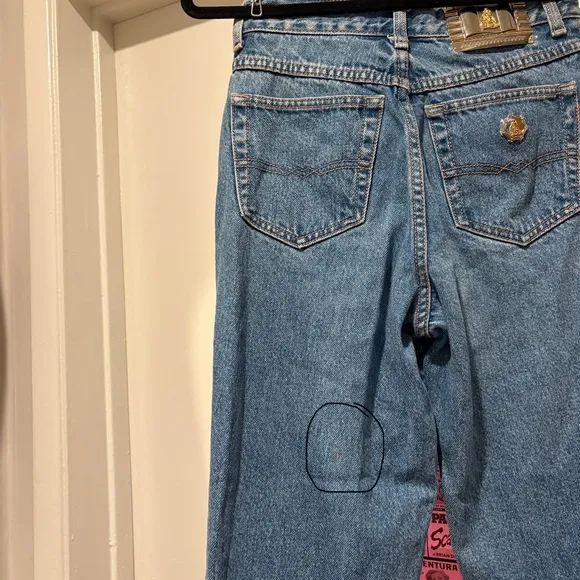 Vintage Noveli Jeans Metal Plaque Sailor Medallion Classic Retro Straight Leg