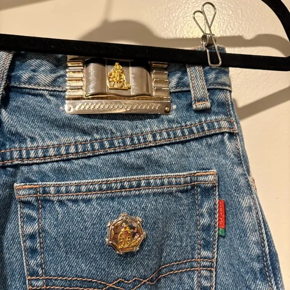 Vintage Noveli Jeans Metal Plaque Sailor Medallion Classic Retro Straight Leg