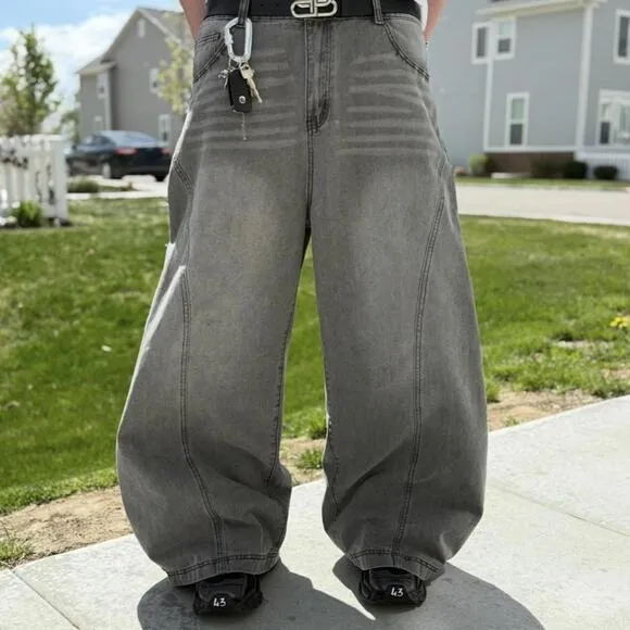 vintage super baggy grey washed jeans🖨️
