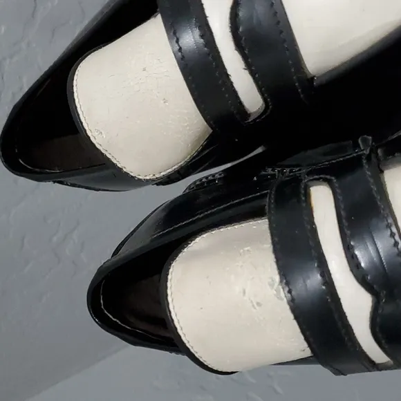 VINTAGE TATTOO ROBERT WAYNE CHUNKY PENNY LOAFERS BLACK WHITE SIZE 8 M