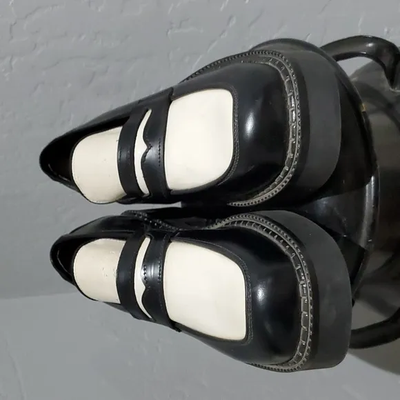 VINTAGE TATTOO ROBERT WAYNE CHUNKY PENNY LOAFERS BLACK WHITE SIZE 8 M