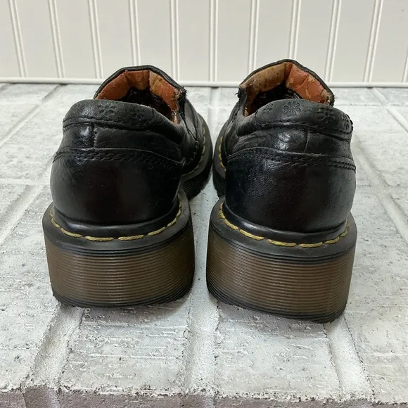 Vintage Y2K Dr. Martens Chunky Platform Leather Black Slip On Shoes