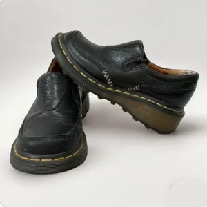 Vintage Y2K Dr. Martens Chunky Platform Leather Black Slip On Shoes